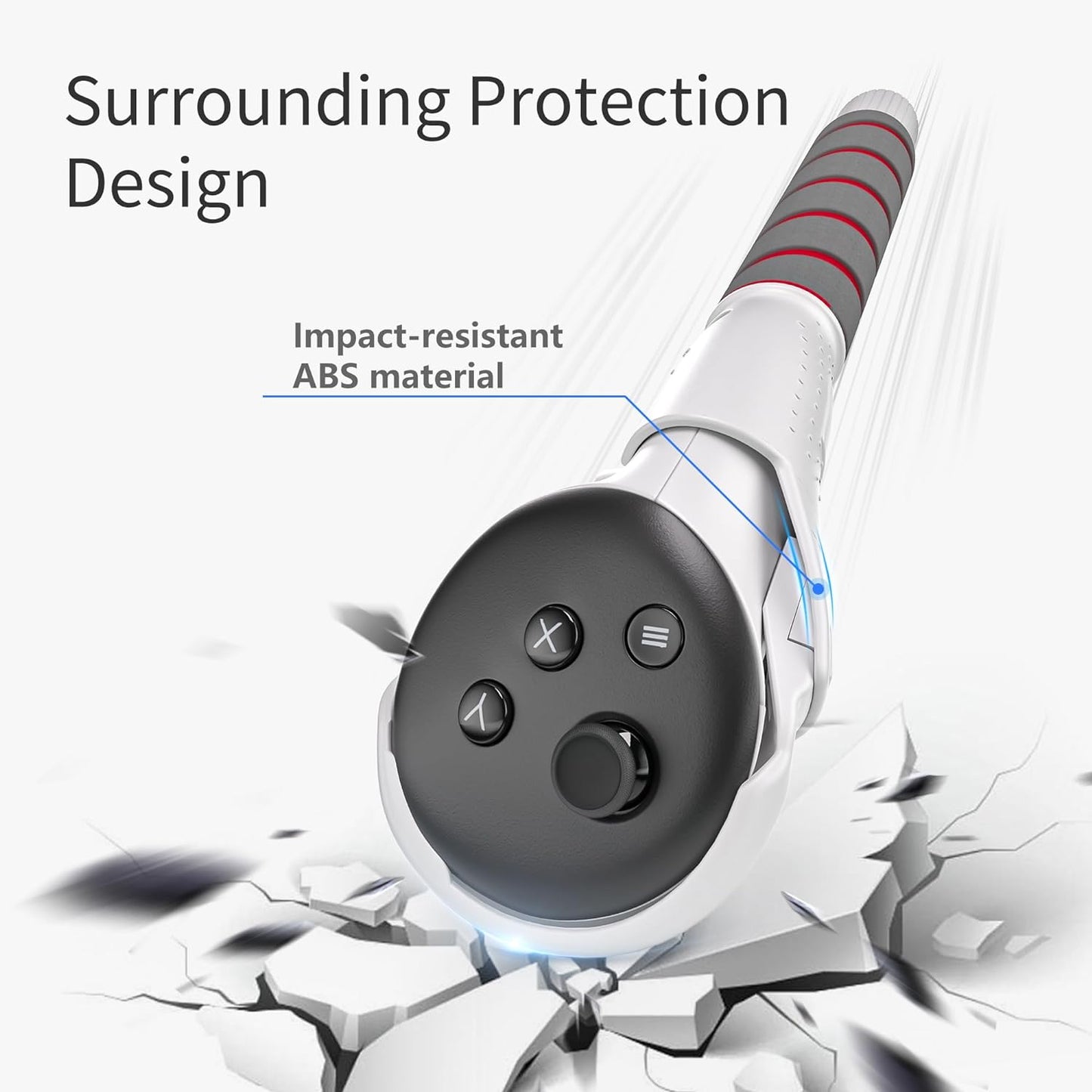 Nova Design Handle Attachments for Meta Quest 3 & 3S – Enhanced Grip, Dual Handles, Extension Grips for VR Games like Beat Saber, Gorilla Tag (Long Arms), and Golf Games