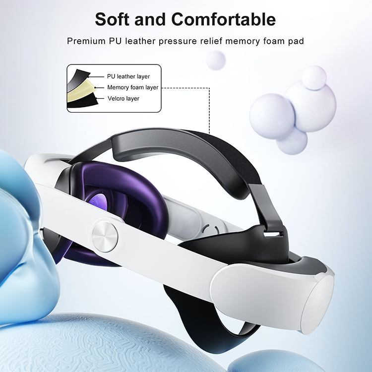 Nova Design Comfort Head Strap for Meta Quest 3 & 3S– Elite Strap Replacement, Luxurious Comfort, 60-Degree Hinge, Durable & Scratch-Resistant for Immersive VR Gaming