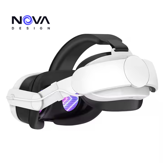 Nova Design Battery Head Strap for Meta Quest 3 & 3S – Extended Playtime, 6000mAh Battery, Adjustable Fit, Cushioned Comfort for Long VR Sessions