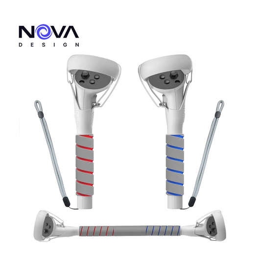 Nova Design Handle Attachments for Meta Quest 2 – Enhanced Grip, Dual Handles, Extension Grips for VR Games like Gorilla Tag (Long Arms), Beat Saber, and Golf Games