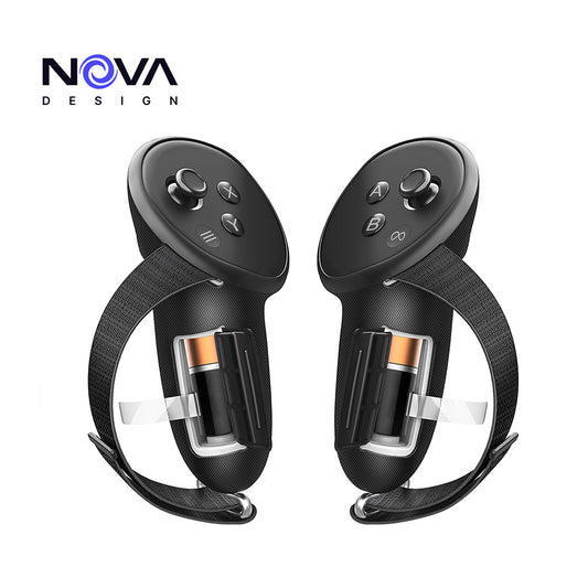 Nova Design Premium Controller Grips for Meta Quest 3 & 3S – Knuckle Straps, Soft Silicone Grip, Adjustable Fit, Durable Protection & Easy Battery Access